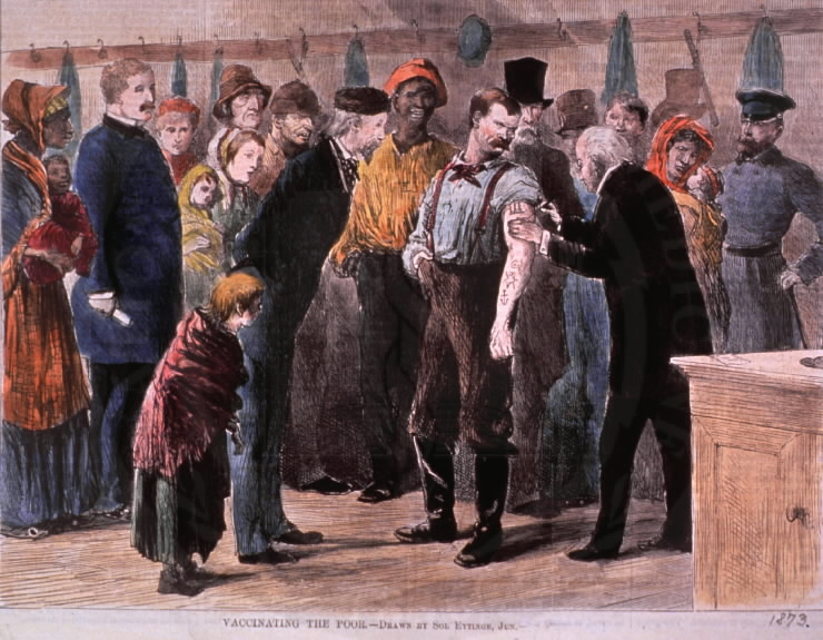   Vaccinating the poor / Drawn by Sol Ettinge, Jun. 1872 