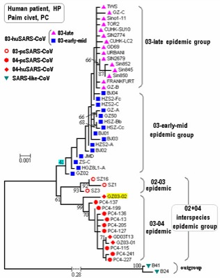 SARS S protein evolution - Zhang et al, 2006
