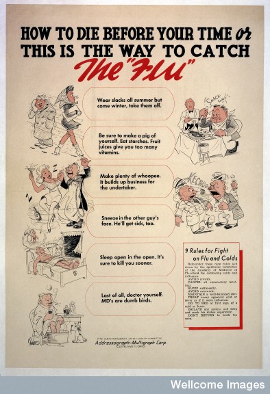 How to catch flu (Wellcome Images)